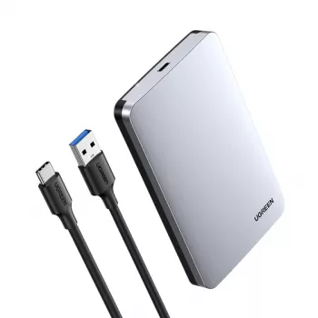 HDD/SSD enclosure UGREEN 70498 for 2.5 inch SATA drives, single-bay, USB-C (USB 2.0/3.2 Gen2), aluminium, up to 6 TB