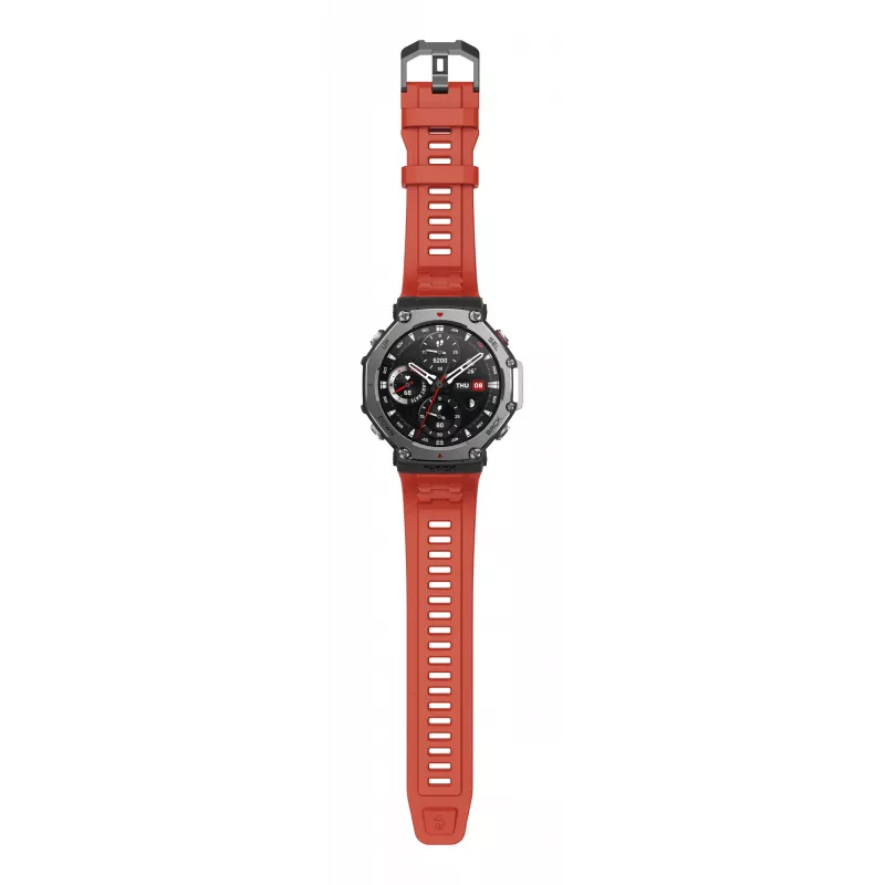 Amazfit T-Rex 3 Lava 3.81 cm (1.5 inch) AMOLED 48.5 mm Digital 480 x 480 pixels Touchscreen Black, Stainless steel GPS (satellite)