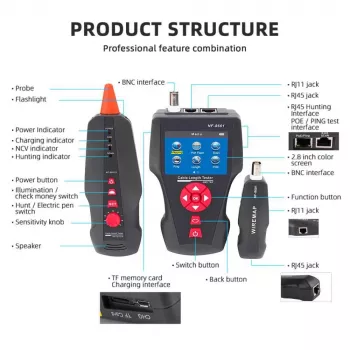 Cable tester LYNX CS TLCD88 — LCD tester for Cat3/Cat5E/Cat6 and PoE detection