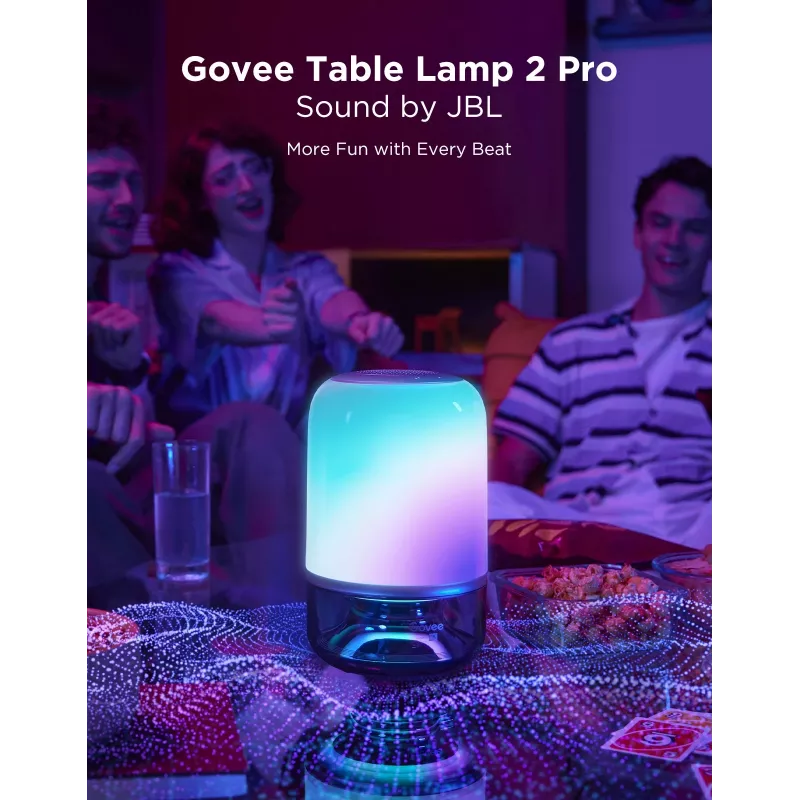 Table Lamp Govee H6020 Table Lamp 2 Pro Sound by JBL — RGBIC + Warm White, 600 lm, Wi‑Fi & Bluetooth, 5200 mAh