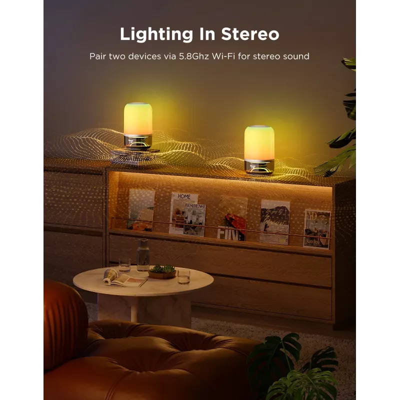 Table Lamp Govee H6020 Table Lamp 2 Pro Sound by JBL — RGBIC + Warm White, 600 lm, Wi‑Fi & Bluetooth, 5200 mAh