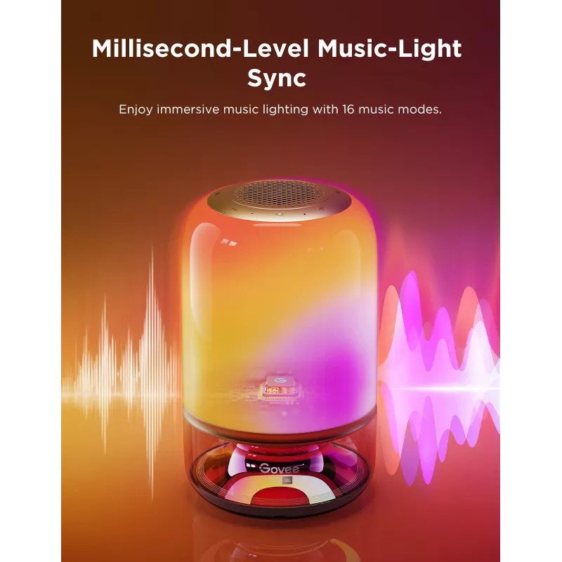 Table Lamp Govee H6020 Table Lamp 2 Pro Sound by JBL — RGBIC + Warm White, 600 lm, Wi‑Fi & Bluetooth, 5200 mAh