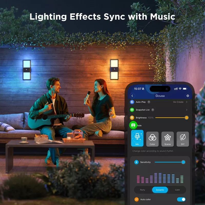 Outdoor Wall Light Govee H7078CD1 Smart RGB color-changing, Wi‑Fi/Smart control