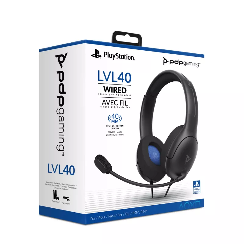 PDP LVL50 Wired Headset PS4 white - 50mm driver, wired, Wired, Gaming, Headset, Black