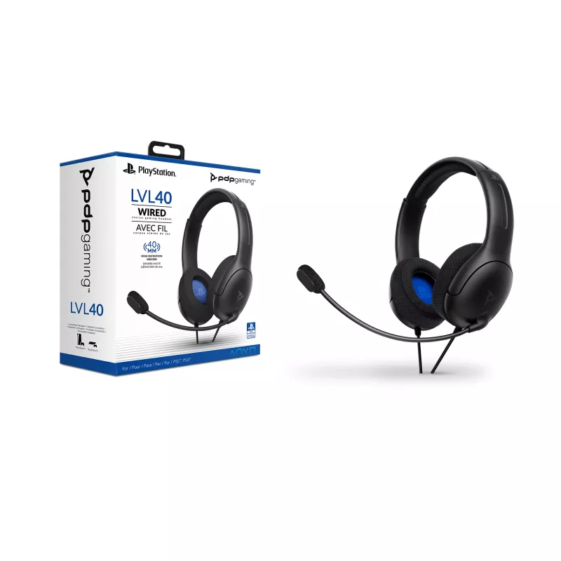 PDP LVL50 Wired Headset PS4 white - 50mm driver, wired, Wired, Gaming, Headset, Black