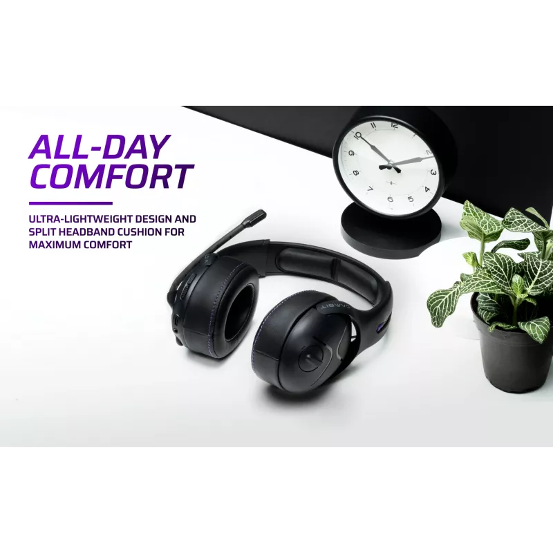 Headset VICTRIX Gambit Wireless — wired & wireless, 20–20000 Hz, 2 m cable, 301 g, black/purple