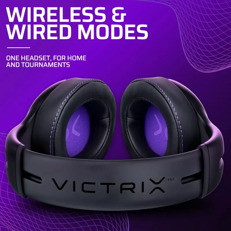 Headset VICTRIX Gambit Wireless — wired & wireless, 20–20000 Hz, 2 m cable, 301 g, black/purple