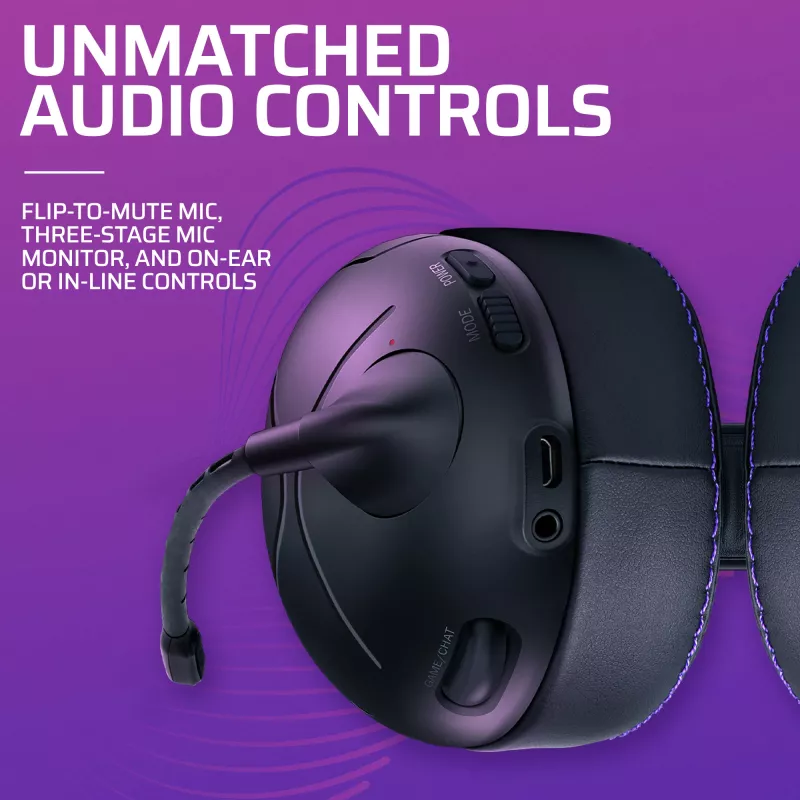 Headset VICTRIX Gambit Wireless — wired & wireless, 20–20000 Hz, 2 m cable, 301 g, black/purple