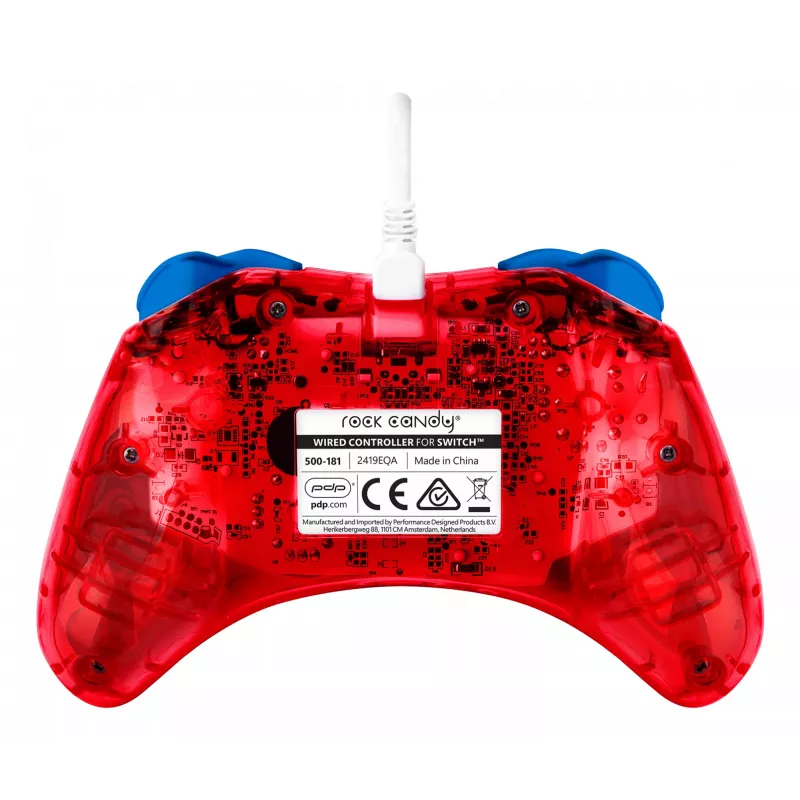 PDP Rock Candy: Mario Punch Red, Translucent USB Gamepad Analogue / Digital Nintendo Switch, Nintendo Switch Lite, Nintendo Switch OLED