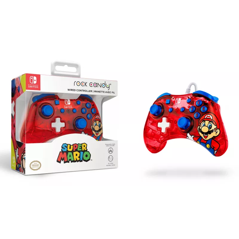 PDP Rock Candy: Mario Punch Red, Translucent USB Gamepad Analogue / Digital Nintendo Switch, Nintendo Switch Lite, Nintendo Switch OLED