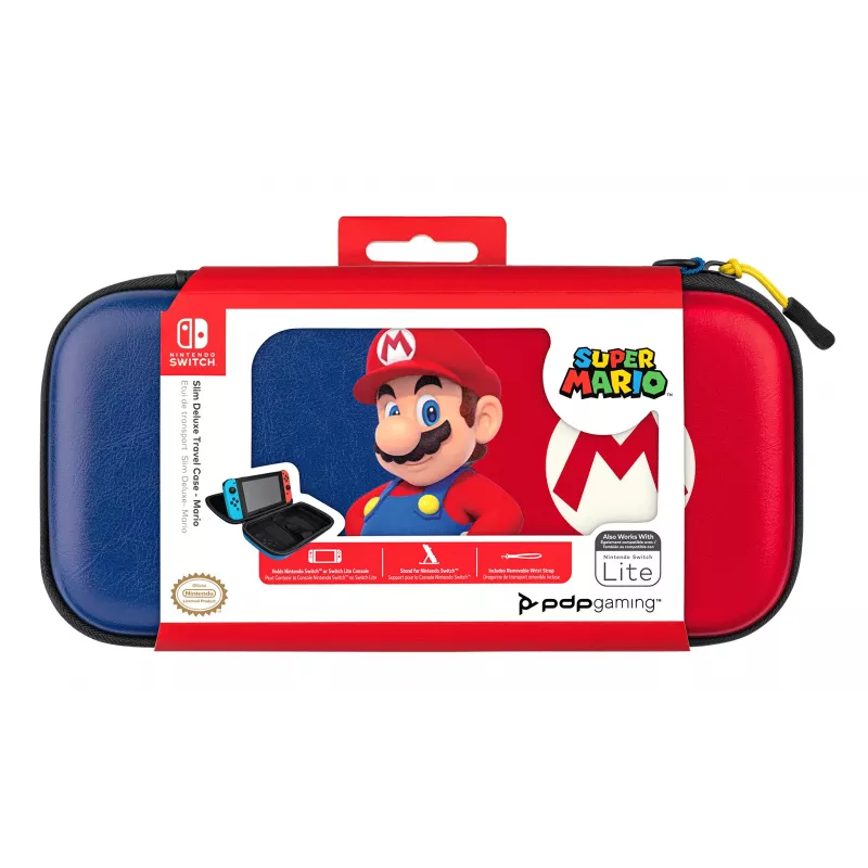 Hardshell Carrying Case PDP Slim Deluxe Power Pose Mario for Nintendo — Blue/Red