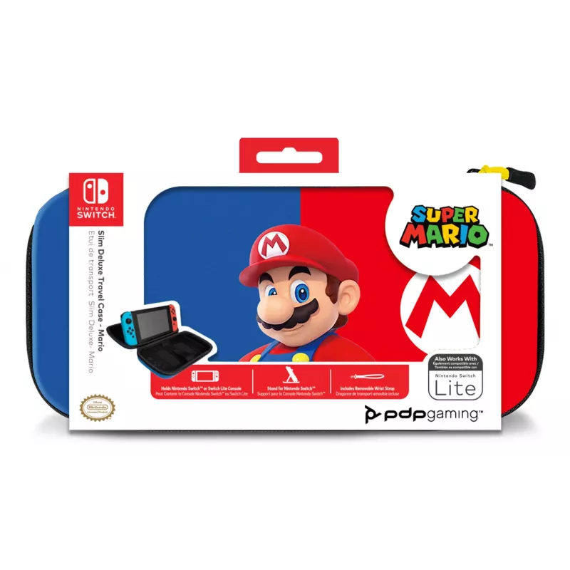 Hardshell Carrying Case PDP Slim Deluxe Power Pose Mario for Nintendo — Blue/Red