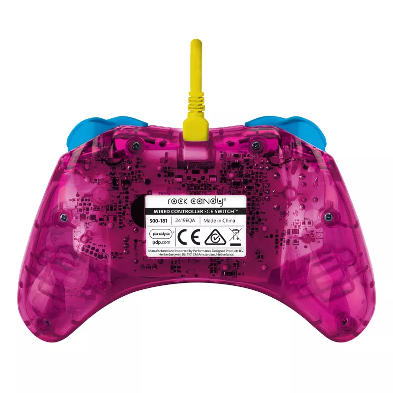 PDP Rock Candy: Bubblegum Peach Pink, Translucent USB Gamepad Analogue / Digital Nintendo Switch, Nintendo Switch Lite, Nintendo Switch OLED