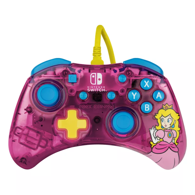 PDP Rock Candy: Bubblegum Peach Pink, Translucent USB Gamepad Analogue / Digital Nintendo Switch, Nintendo Switch Lite, Nintendo Switch OLED