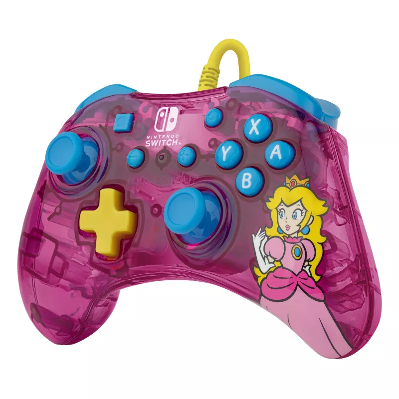 PDP Rock Candy: Bubblegum Peach Pink, Translucent USB Gamepad Analogue / Digital Nintendo Switch, Nintendo Switch Lite, Nintendo Switch OLED