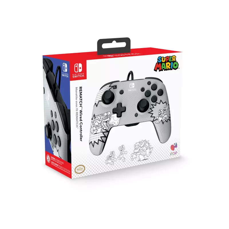 PDP REMATCH: Comic Attack Black, Grey, White USB Gamepad Analogue / Digital Nintendo Switch, Nintendo Switch OLED
