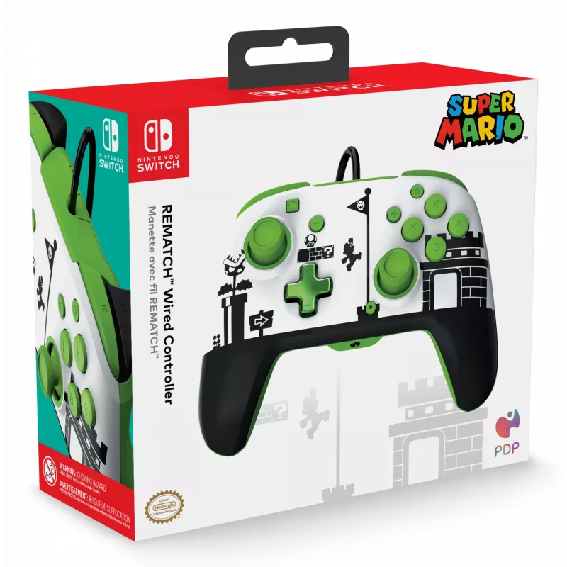 PDP REMATCH Wired Controller: Super Mario Retro, Gamepad, Nintendo Switch, Nintendo Switch OLED, D-pad, Home button, Analogue / Digital, Wired, USB