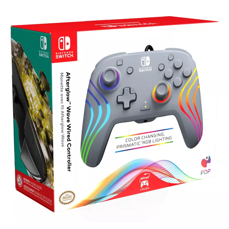PDP Afterglow Wave Grey USB Gamepad Analogue / Digital Nintendo Switch, Nintendo Switch OLED