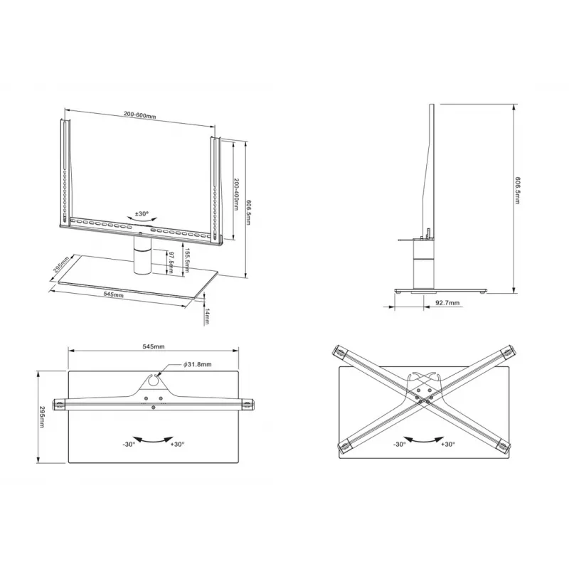 Table Stand Multibrackets M VESA Turn Black Large MAX 600x400