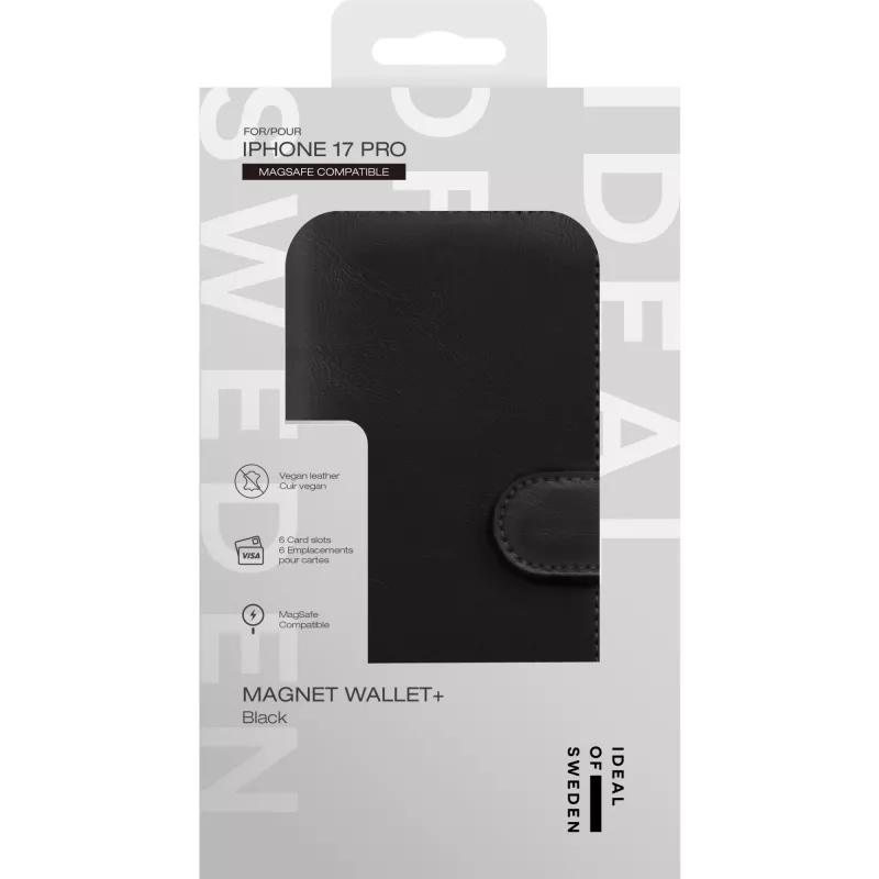iDeal of Sweden Magnet Wallet+ MagSafe iPhone 17 Pro Black, Wallet case, Apple, iPhone 17 Pro, Black