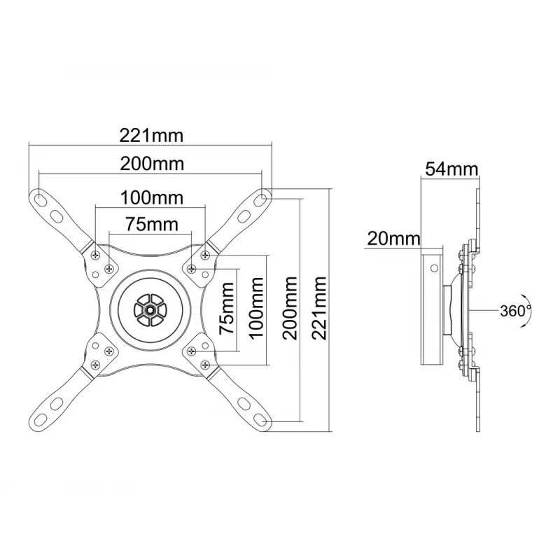 Multibrackets M VESA Wallmount 360 Black