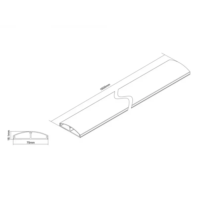 Multibrackets M Cable Cover SS Black 75mm W - 1600mm L