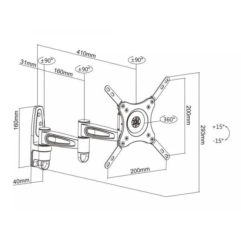 Multibrackets M VESA Flexarm 360 III White 15kg 15-32 inch
