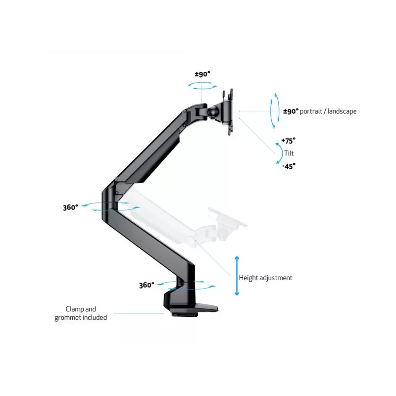 Multibrackets M VESA Gas Lift Arm Single Black