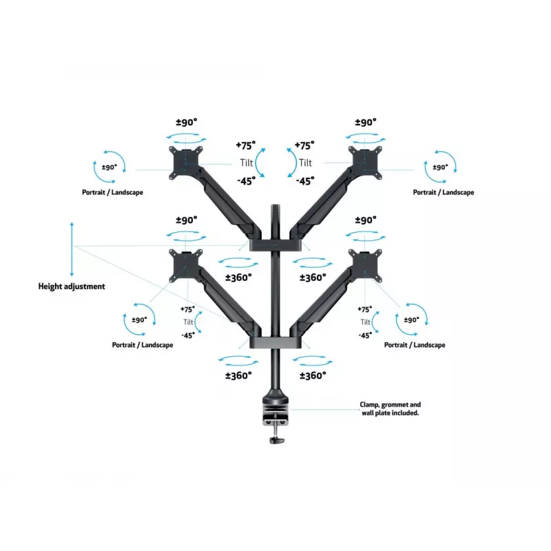 Multibrackets M VESA Gas Lift Arm Quad Black 40 kg 15-32 inch