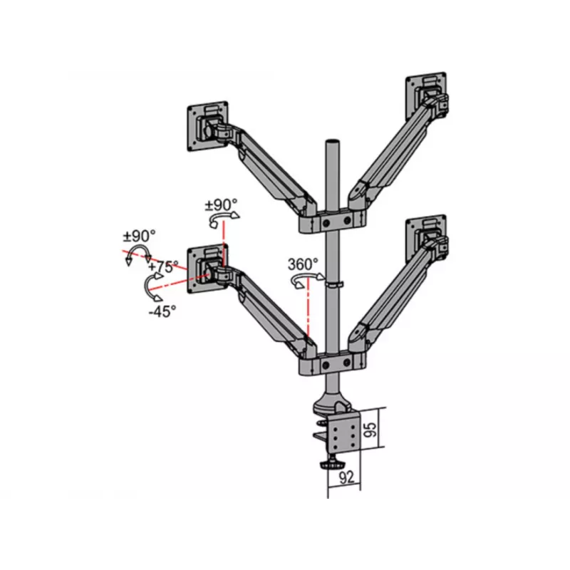 Multibrackets M VESA Gas Lift Arm Quad Black 40 kg 15-32 inch