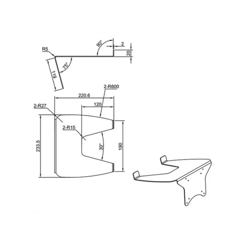 Multibrackets M Laptop Holder Gas Lift Arm Silver, Laptop stand, Silver, 100 x 100 mm, 500 g, 250 mm, 250 mm