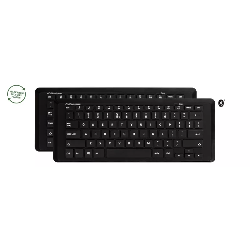 Wireless keyboard Mousetrapper Type Mini QWERTY NORDIC — USB-C, RF wireless, Bluetooth, black