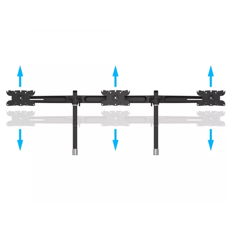 Triple monitor desktop mount expansion kit MULTIBRACKETS M VESA for 3 displays 24–32 inch up to 24 kg, aluminium/plastic, black