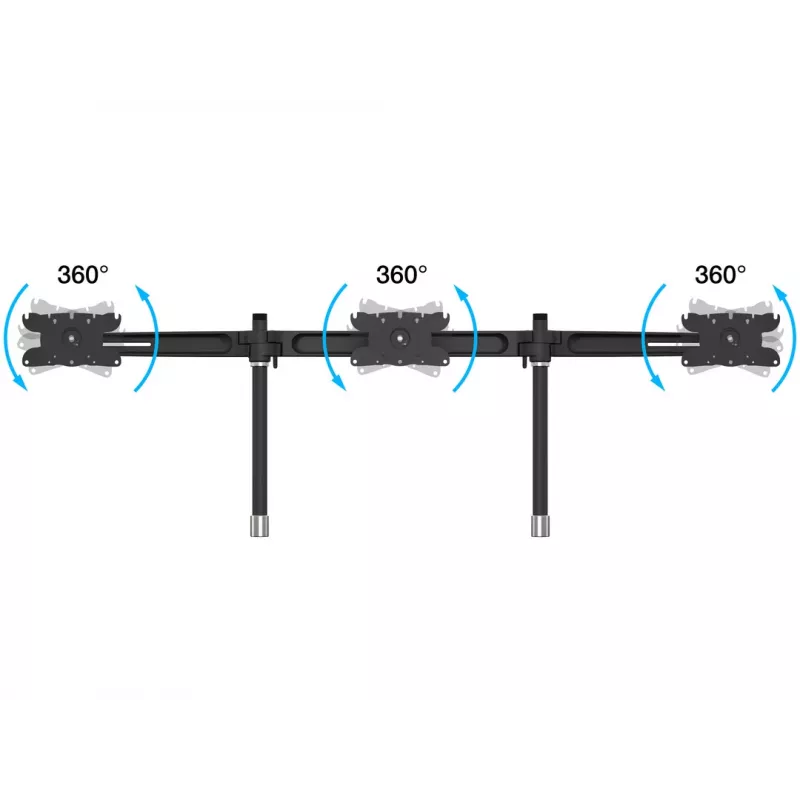 Triple monitor desktop mount expansion kit MULTIBRACKETS M VESA for 3 displays 24–32 inch up to 24 kg, aluminium/plastic, black