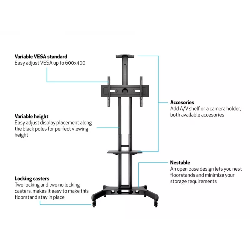 Shelf Multibrackets M Public Floorstand Shelf Basic 150 Black Plastic Steel