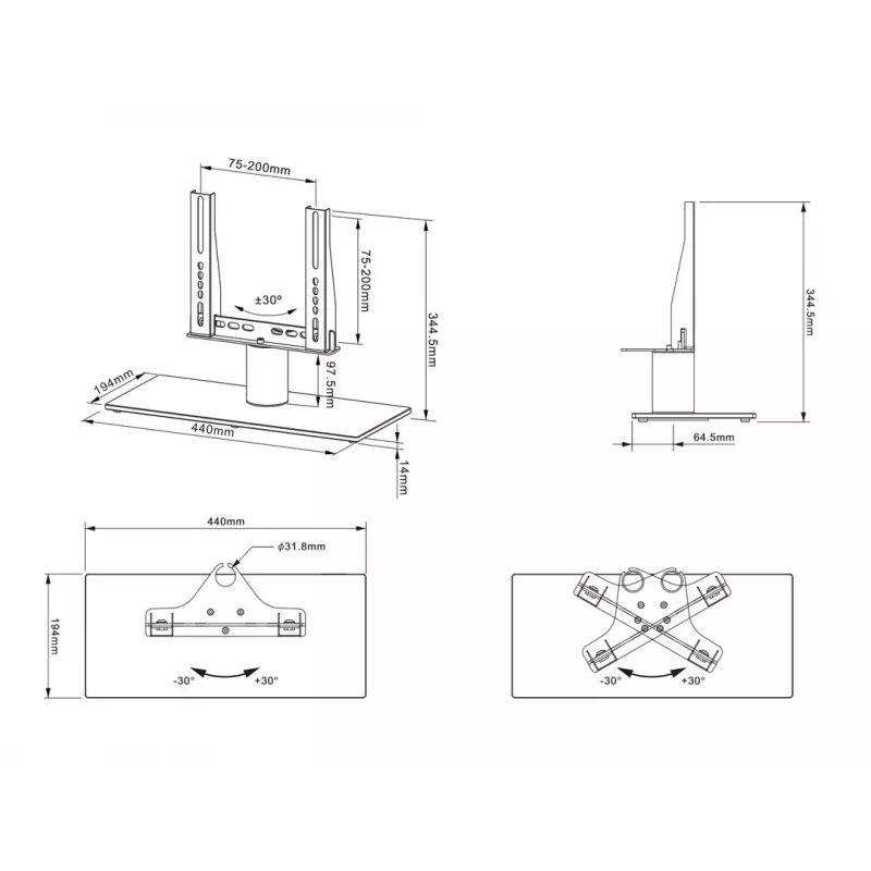 Table Stand Multibrackets M VESA Tablestand Turn Black X Small MAX 200x200