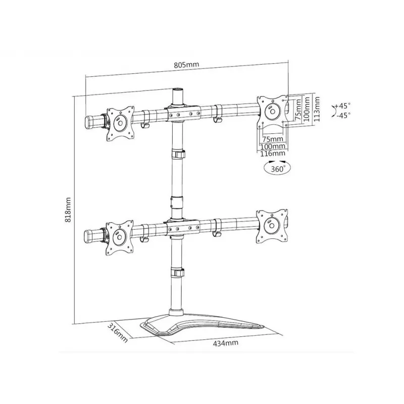Multibrackets M Deskstand Basic Quad Freestanding Mount 32 kg 15-27 inch