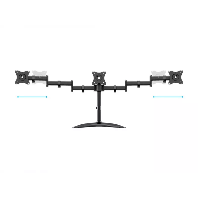 Monitor Desk Stand MULTIBRACKETS M Deskstand Basic Triple — 3-way, VESA 75x75–100x100, supports up to 24 kg, for 15 inch–27 inch screens, black