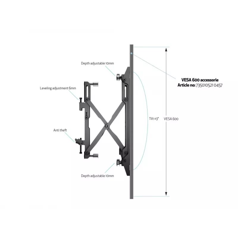 Wall Mount Multibrackets M Wallmount Pro MBW1U Black 30 kg 40-65 inch