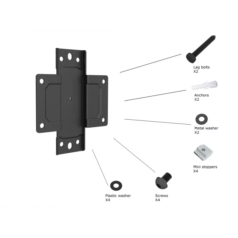 Multibrackets M Pro Series - Wallmount Plate Small, Wall plate, Black, Steel, 30 kg, Rail, M Pro Series