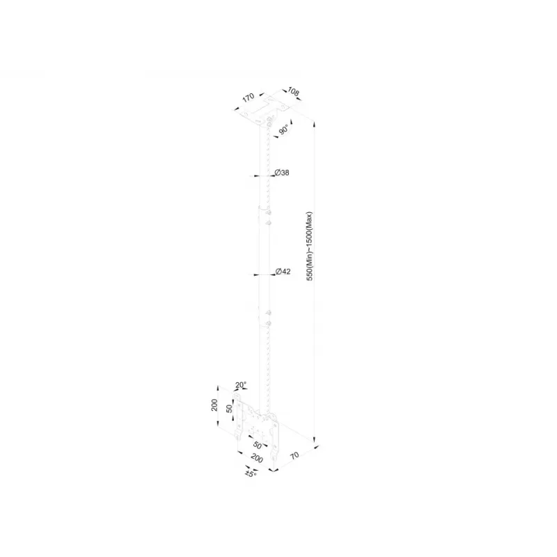 Ceiling Mount Multibrackets M Public Small Single White 1500 14 kg 10-32 inch