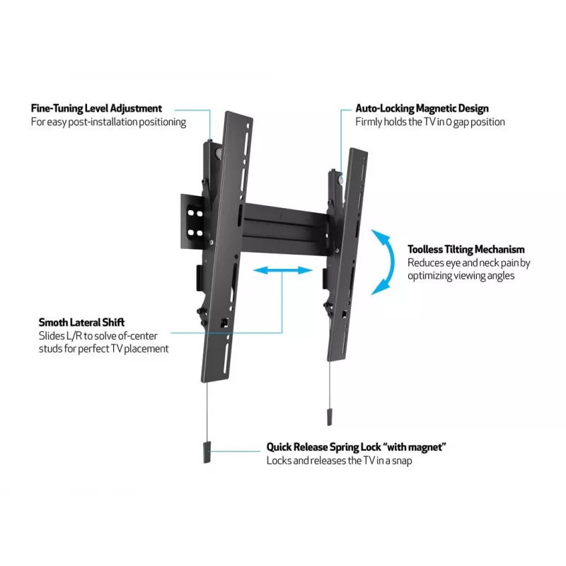 Multibrackets M VESA Wallmount Super Slim Tilt 400 MAX, 81.3 cm (32 inch), 139.7 cm (55 inch), 100 x 100 mm, 400 x 400 mm, Plastic, Steel, Black