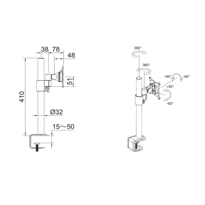 Desk Mount Multibrackets M VESA Officeline Single Black