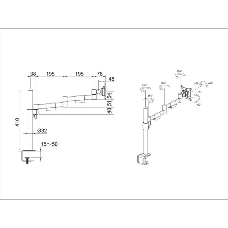 Desk Mount Multibrackets M VESA Deskmount Officeline Single II Black
