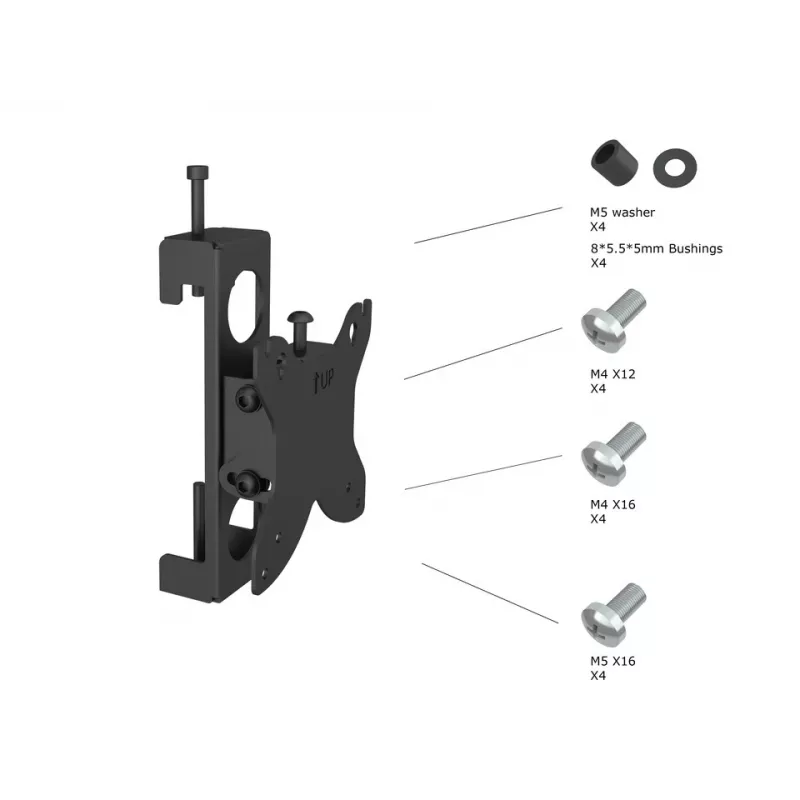 Multibrackets M Pro Series - Monitor Mount Flex Pro 75/100, Bracket, Black, Steel, 20 kg, Ceiling/Floor, Pro Series