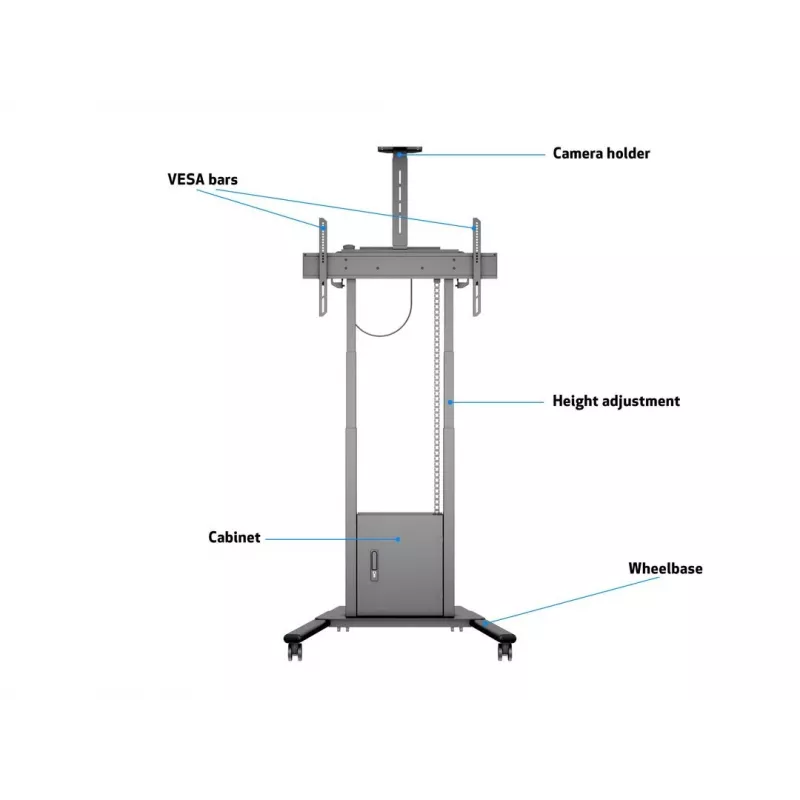 Multibrackets M Motorized Floorstand 120 kg Black incl cabinet & camerashelf