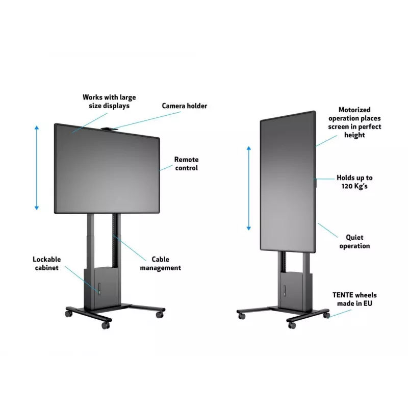 Multibrackets M Motorized Floorstand 120 kg Black incl cabinet & camerashelf