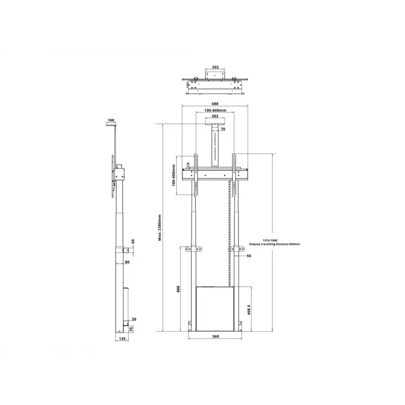 Multibrackets M Motorized Floormount 120kg Black incl camerashelf
