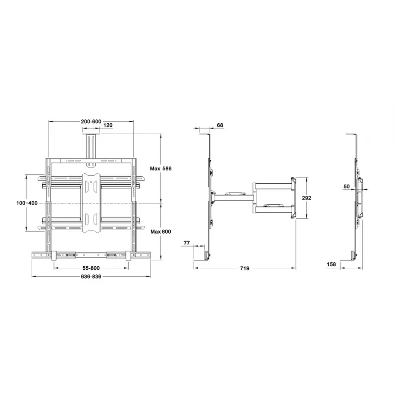 Multibrackets M Universal Flexarm Pro 60 kg Sound & Camera 60 kg capacity 55-85 inch