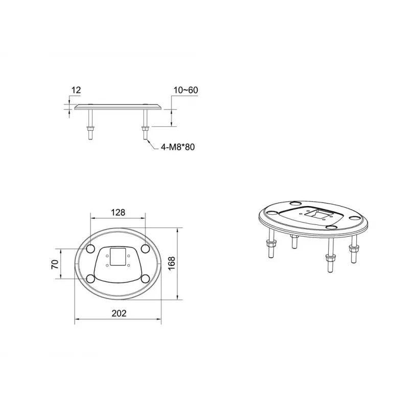 Grommet base MULTIBRACKETS M Deskmount HD — aluminium housing, black, Ø 21 cm, H 40 mm, 500 g